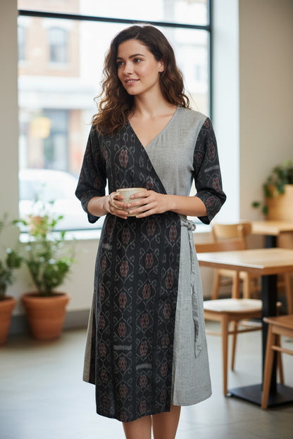Handloom Stylish Grey & Grey Single Dress