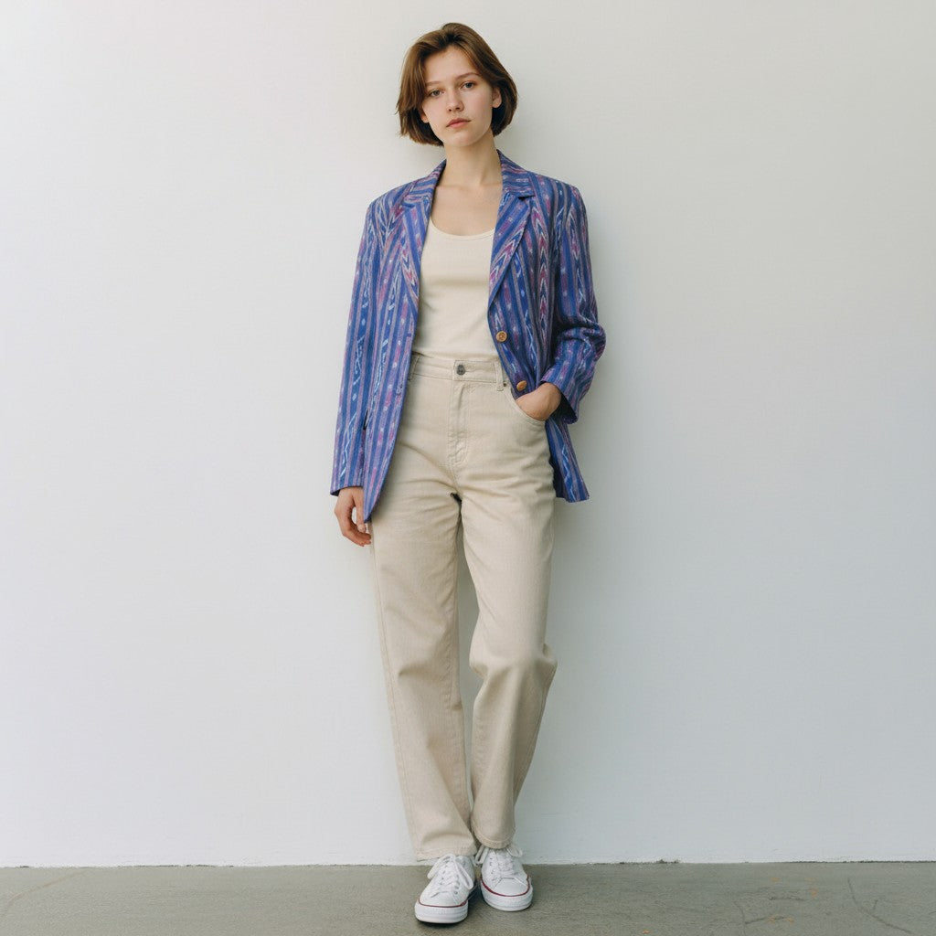 Handloom Women's Blue Cotton Blazer