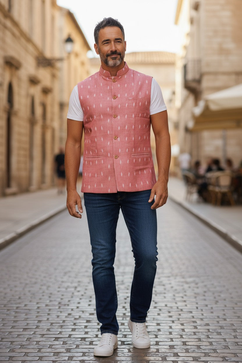 Handloom Pink Modi Jacket
