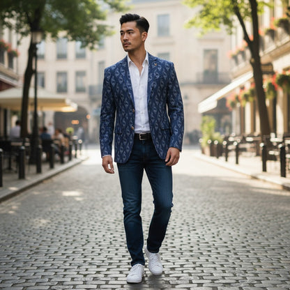 Handloom Mens Blue Blazer