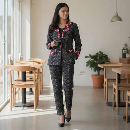 Handloom Cotton Stylish Black Blazer Suit