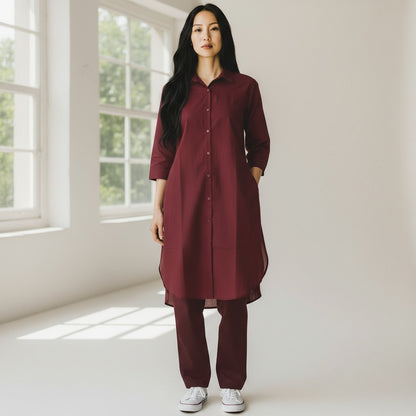 Handloom Cotton Marron Coord Set