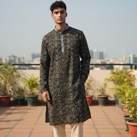 Handloom Mens Black Kurta