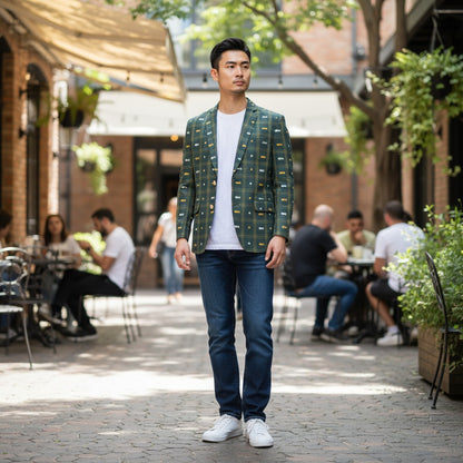 Handloom Kotpad Green Men's Blazer