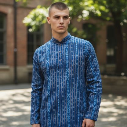 Handloom Blue Mens Kurta
