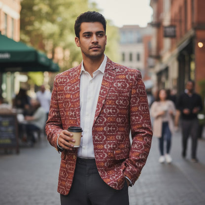 Handloom Men's Maroon Blazer
