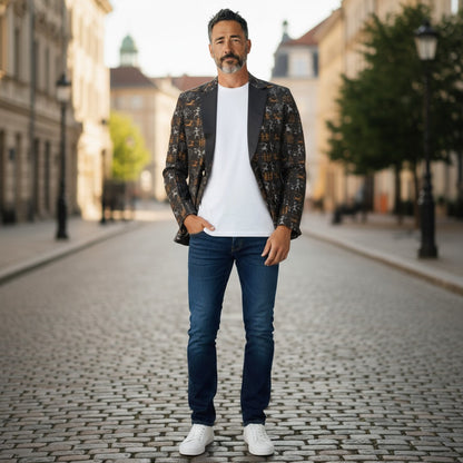 Handloom Mens Tribal Black Blazer