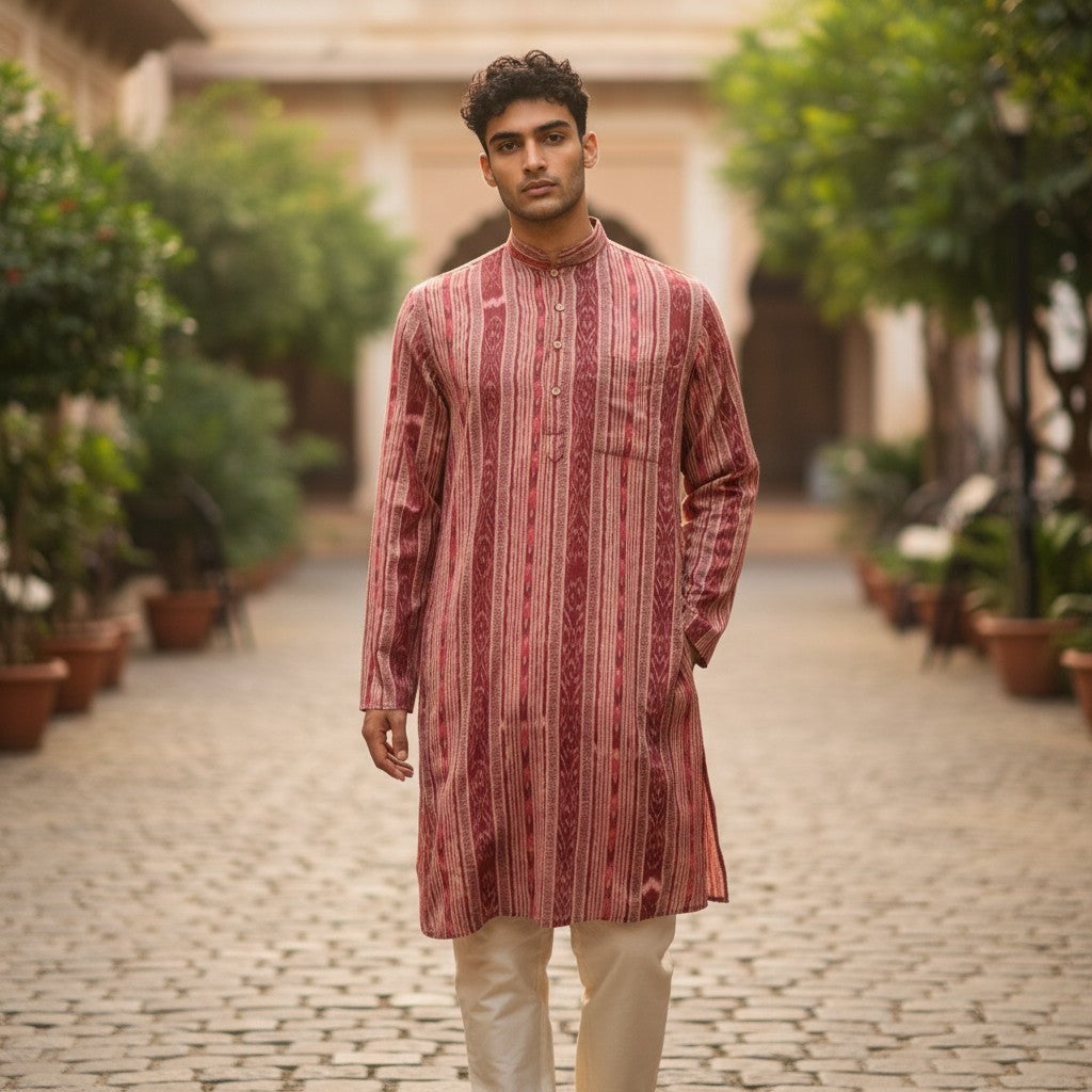 Handloom Men's Pink Kurta