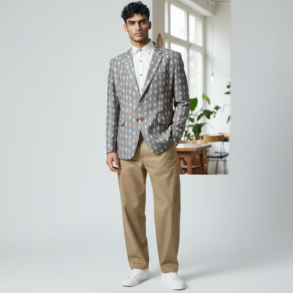 Handloom Men's Grey Blazer