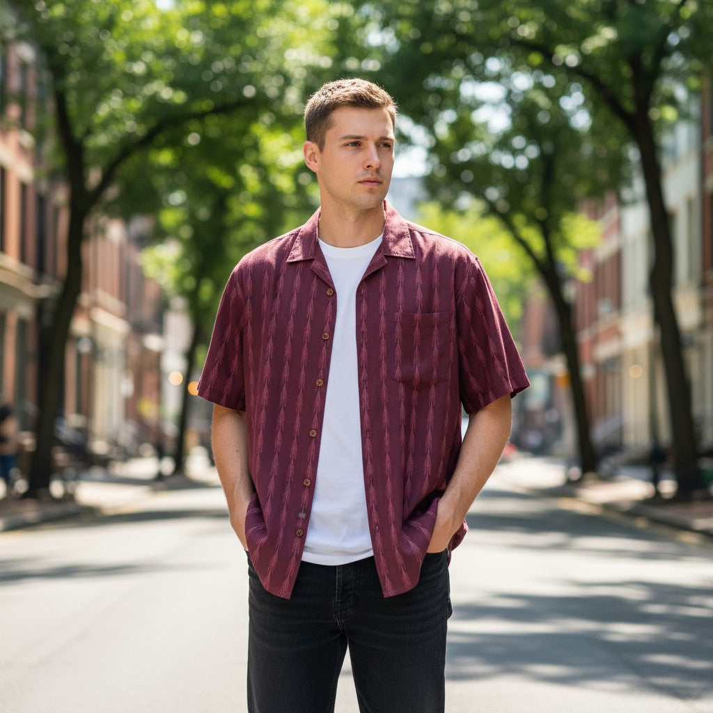 Handloom Men's Maroon Shirt
