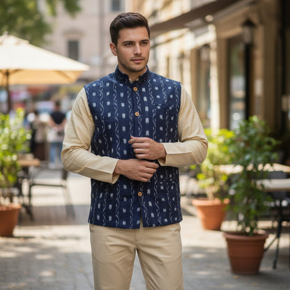 Handloom Men's Blue Modi Jacket