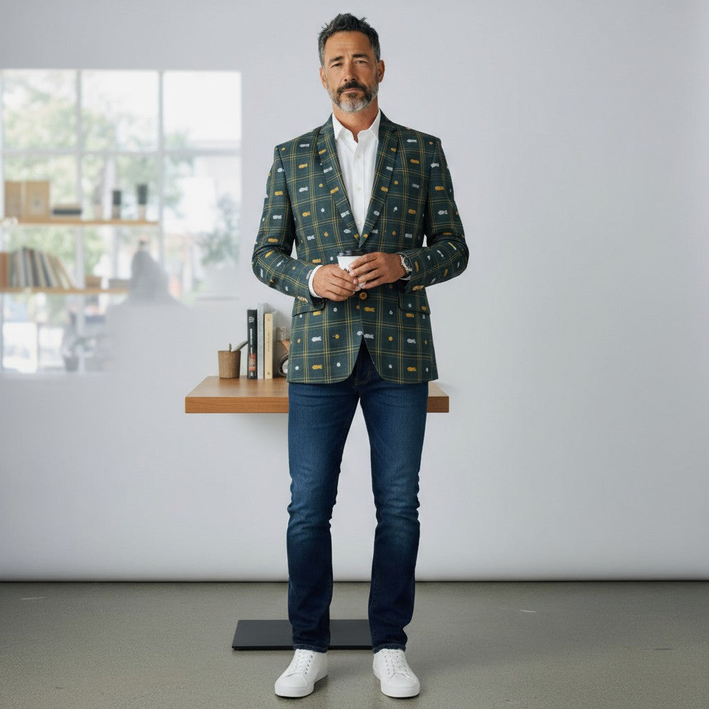 Handloom Kotpad Green Men's Blazer