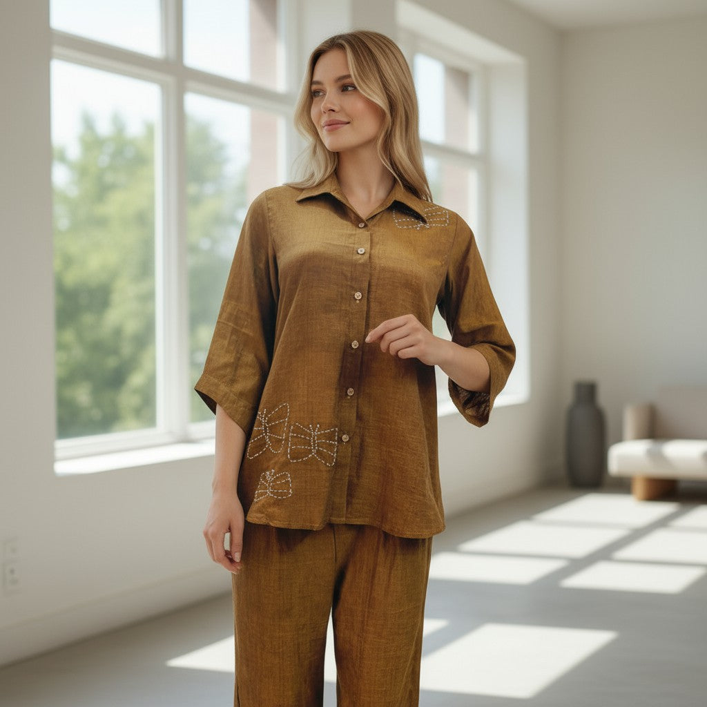 Handloom Mustard Coords Set