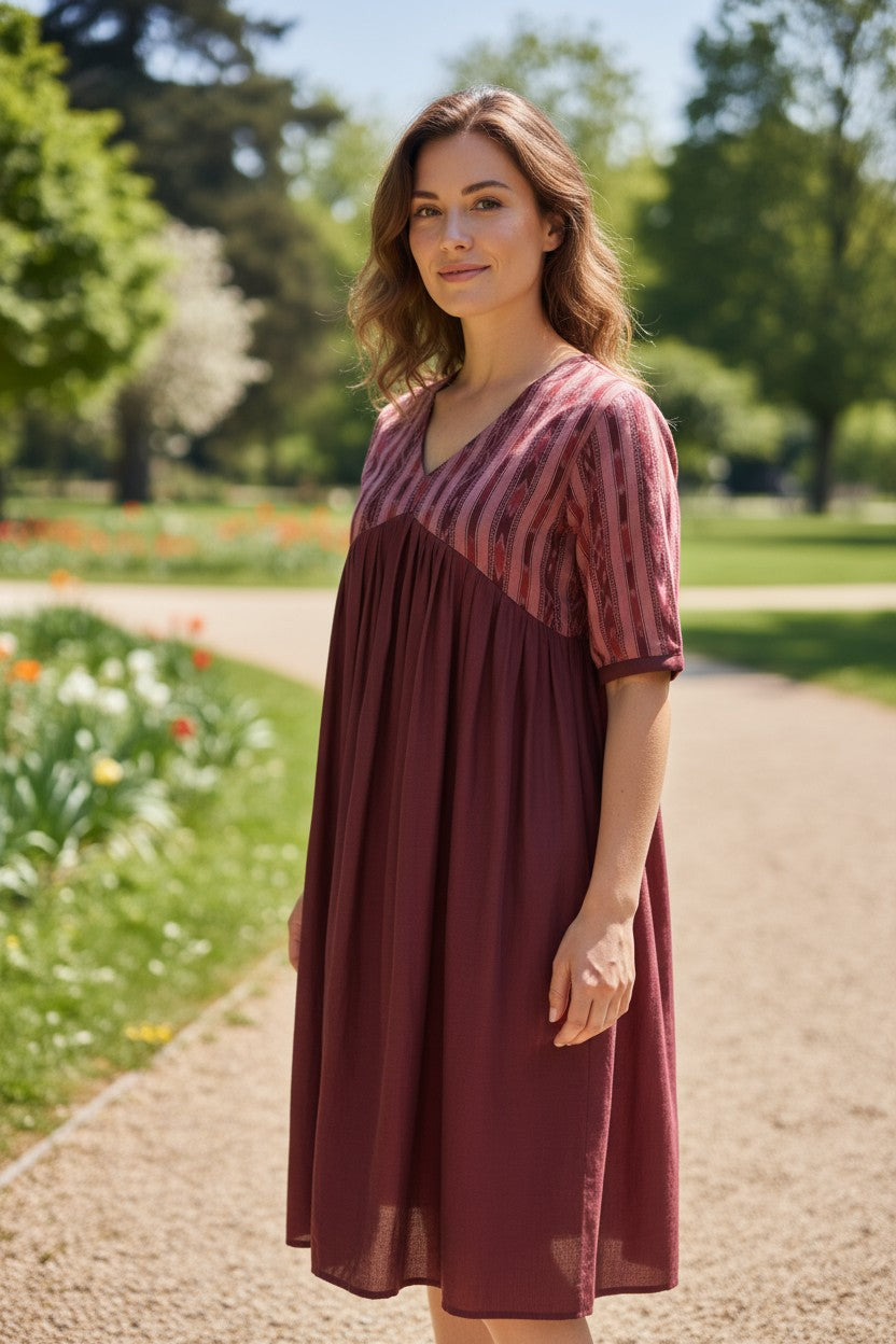 Handloom Designer Maroon Single Dress