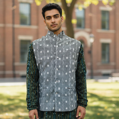 Handloom Mens Grey Dali Modi Jacket