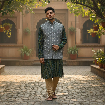 Handloom Mens Grey Dali Modi Jacket