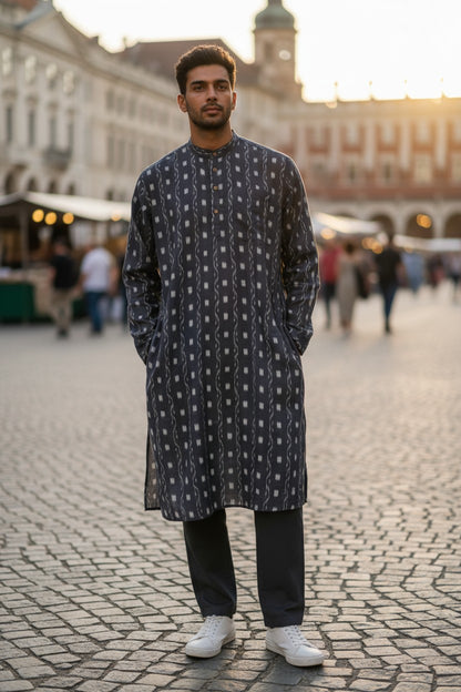 Handloom Men's Black Kurta