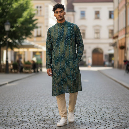 Handloom Green Mens Kurta