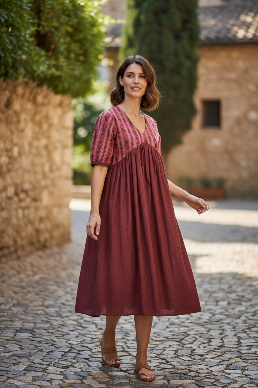 Handloom Designer Maroon Single Dress