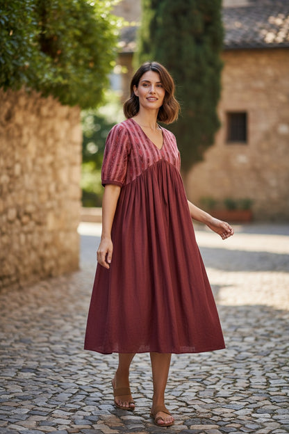 Handloom Designer Maroon Single Dress