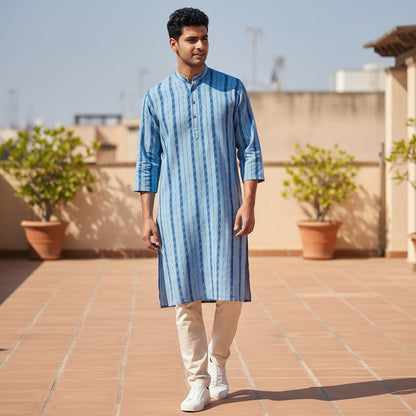 Handloom Mens Blue Kurta