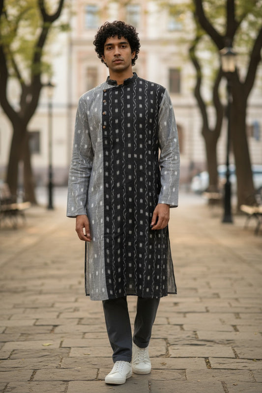 Handloom Deisgner Half Half Mens Kurta