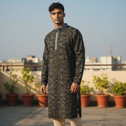 Handloom Mens Black Kurta