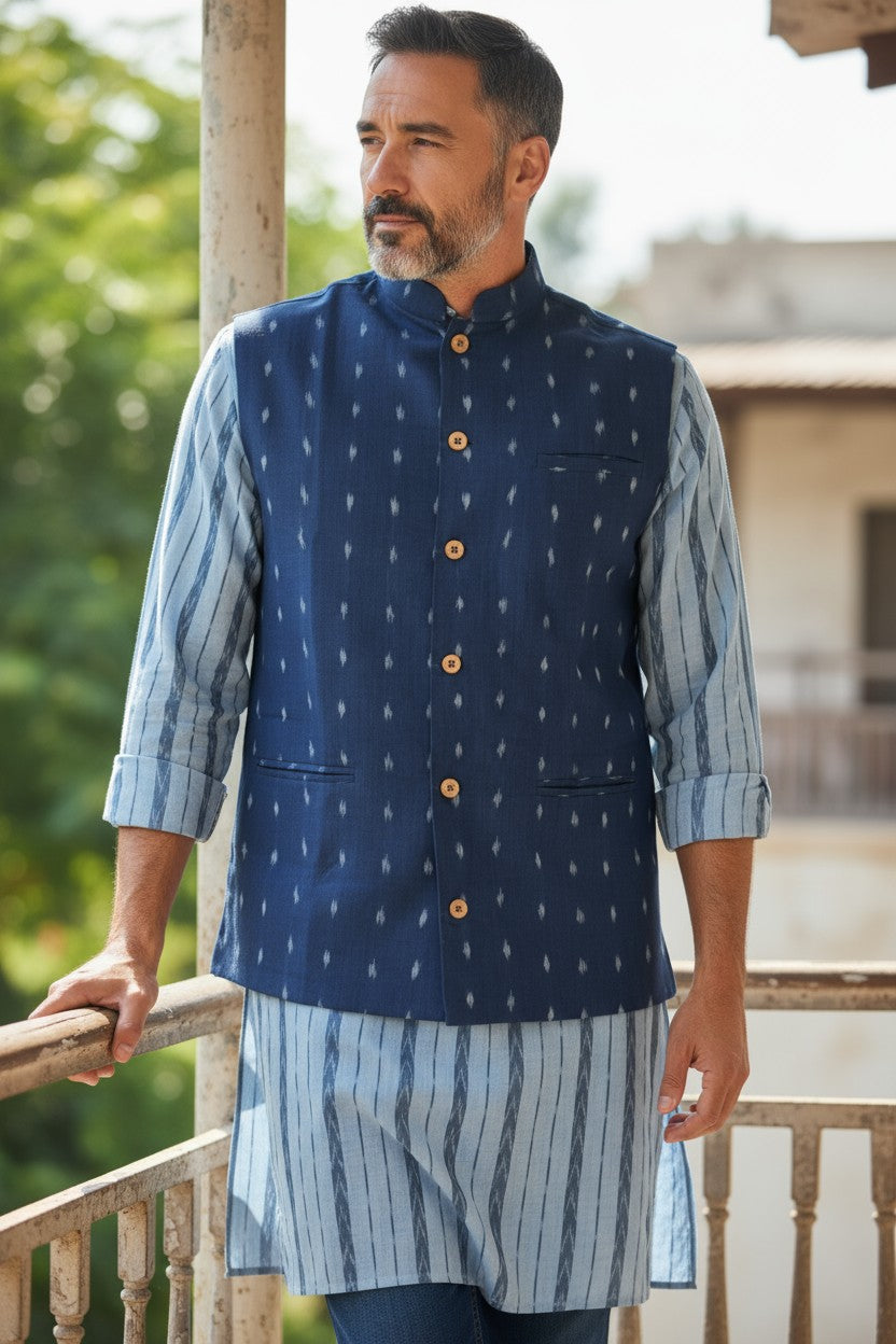 Handloom Blue Mens Modi Jacket