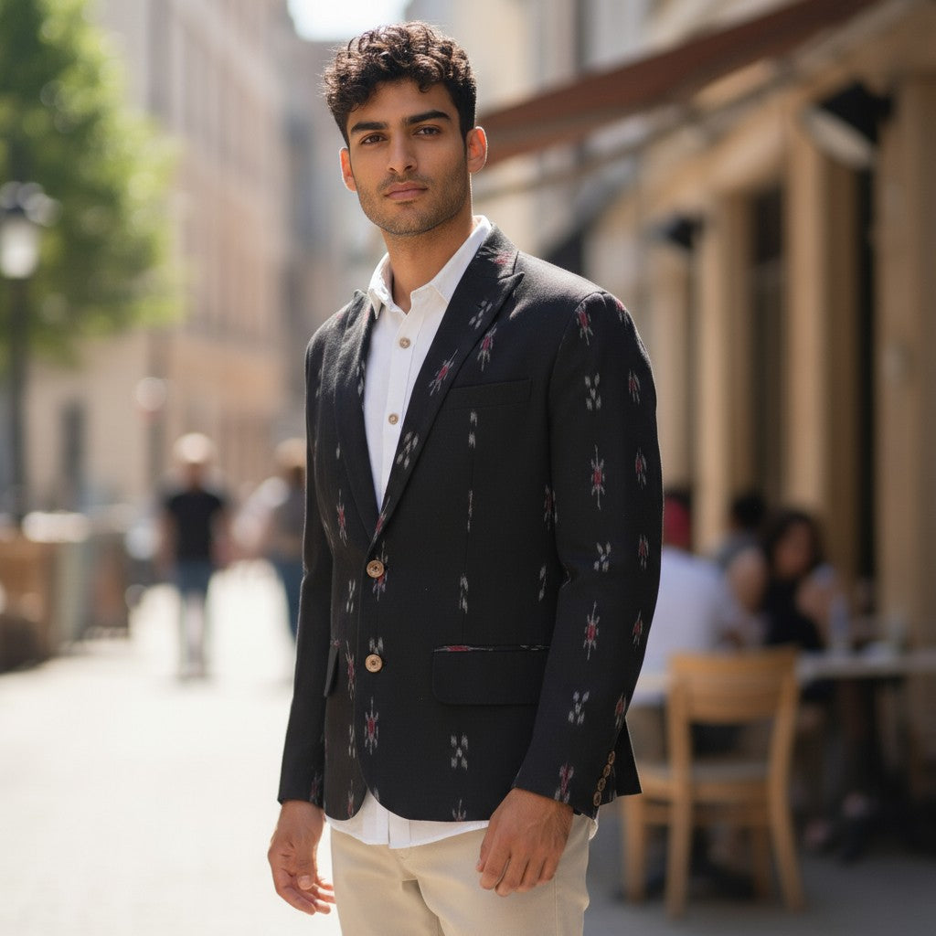 Handloom Men's Black Blazer