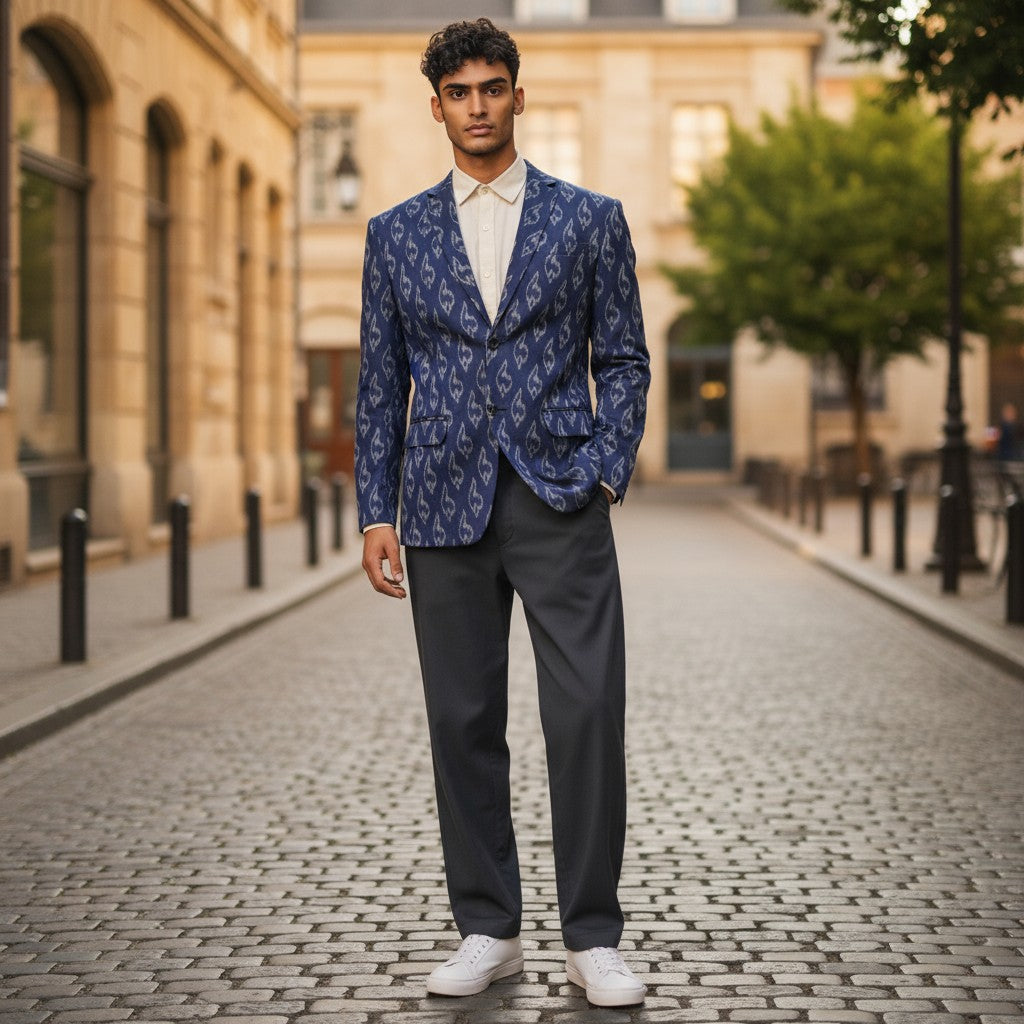 Handloom Mens Blue Blazer