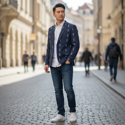 Handloom Men's Blue Blazer