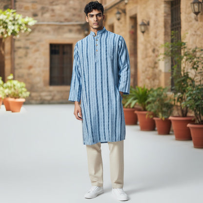 Handloom Mens Blue Kurta