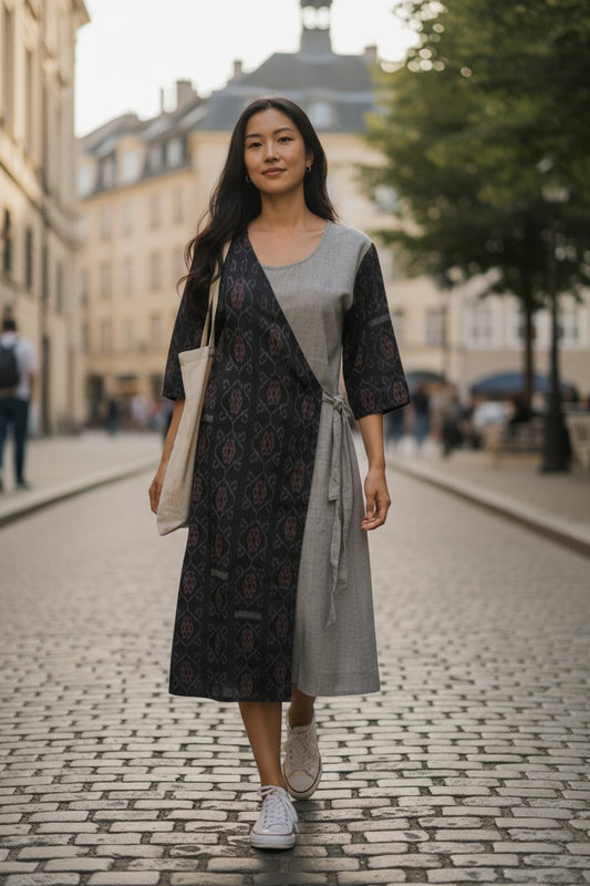 Handloom Stylish Grey & Grey Single Dress