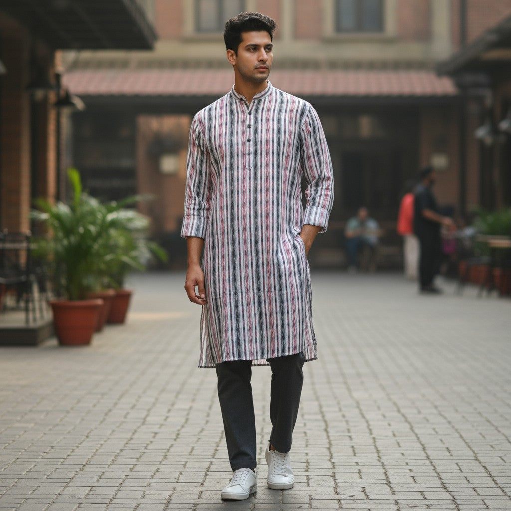 Handloom Mens White Kurta