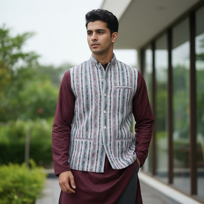 Ikkat Blue Modi Jacket