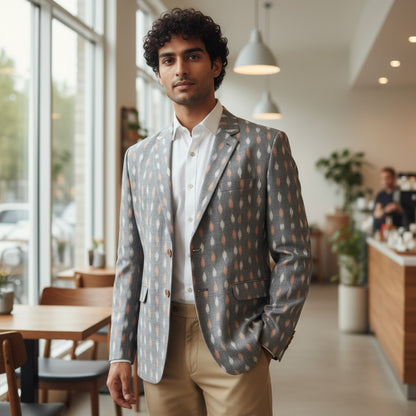 Handloom Men's Grey Blazer