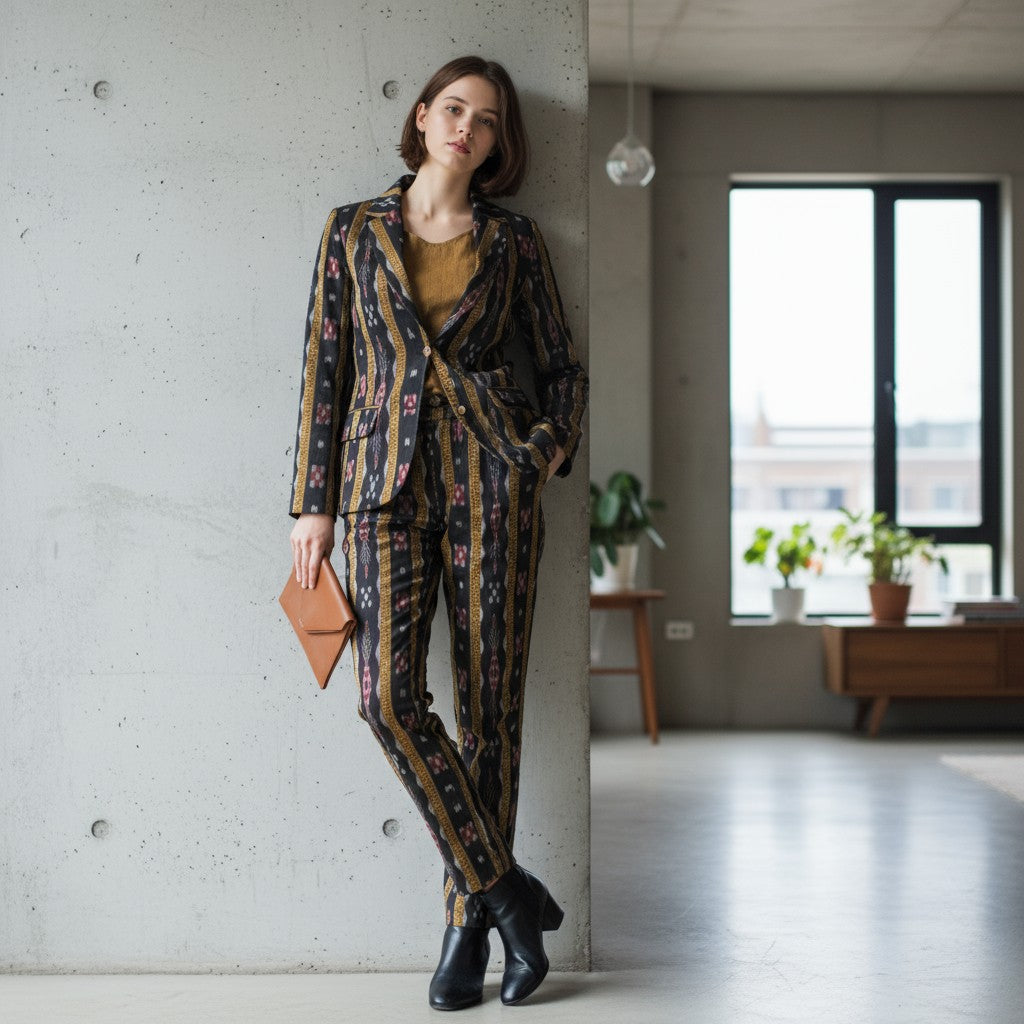 Women Black Passapali Blazer Suit