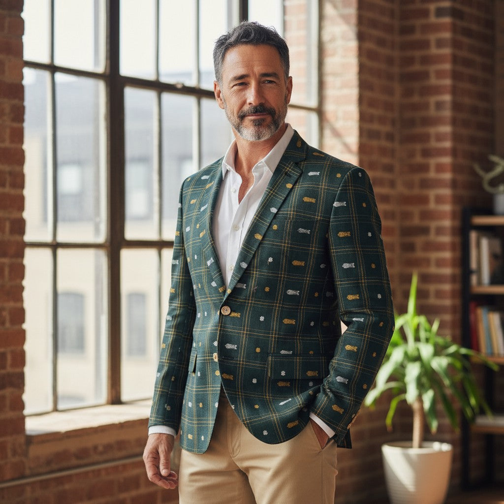 Handloom Kotpad Green Men's Blazer