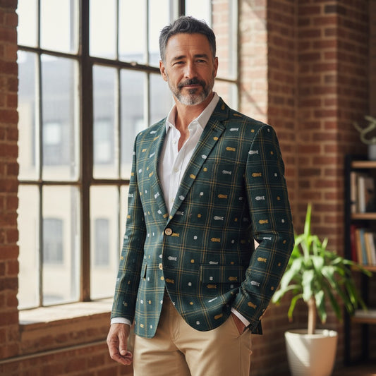 Handloom Kotpad Green Men's Blazer