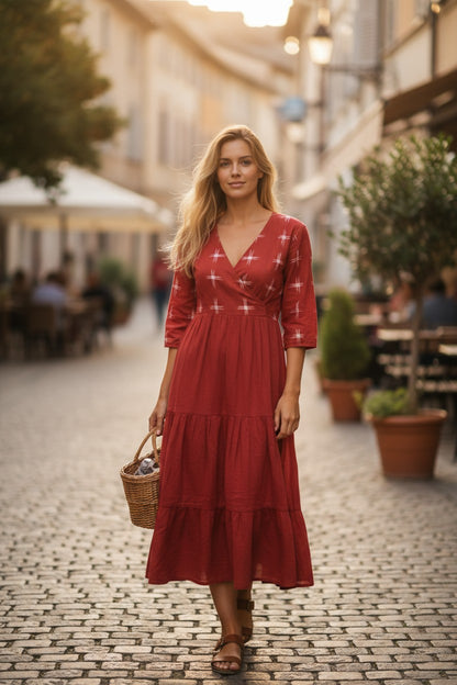 Handloom Red Star Single Dress