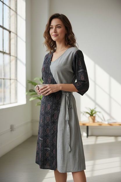 Handloom Stylish Grey & Grey Single Dress