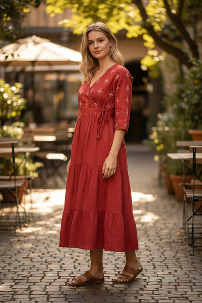 Handloom Red Star Single Dress