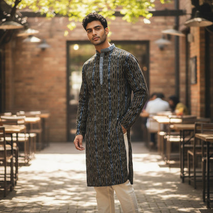 Handloom Mens Black Kurta