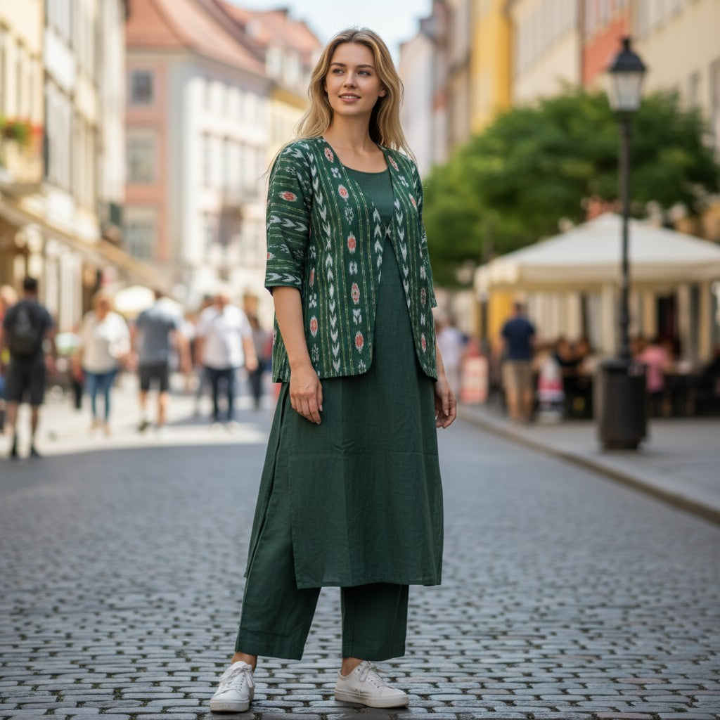 Hanadloom Kurta Pant & Jacket Set