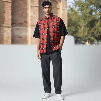 Handloom Maroon Star Men's Jacket