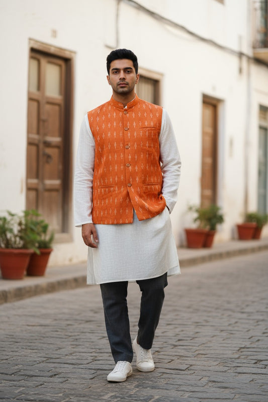 Handloom Orange Men's Jacket