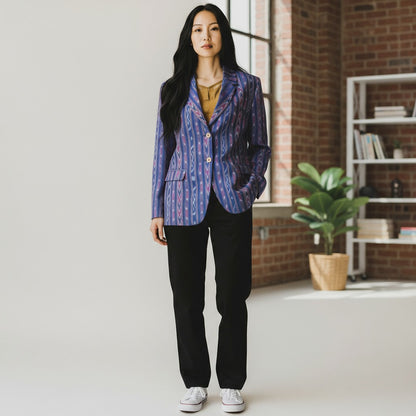 Handloom Women's Blue Cotton Blazer