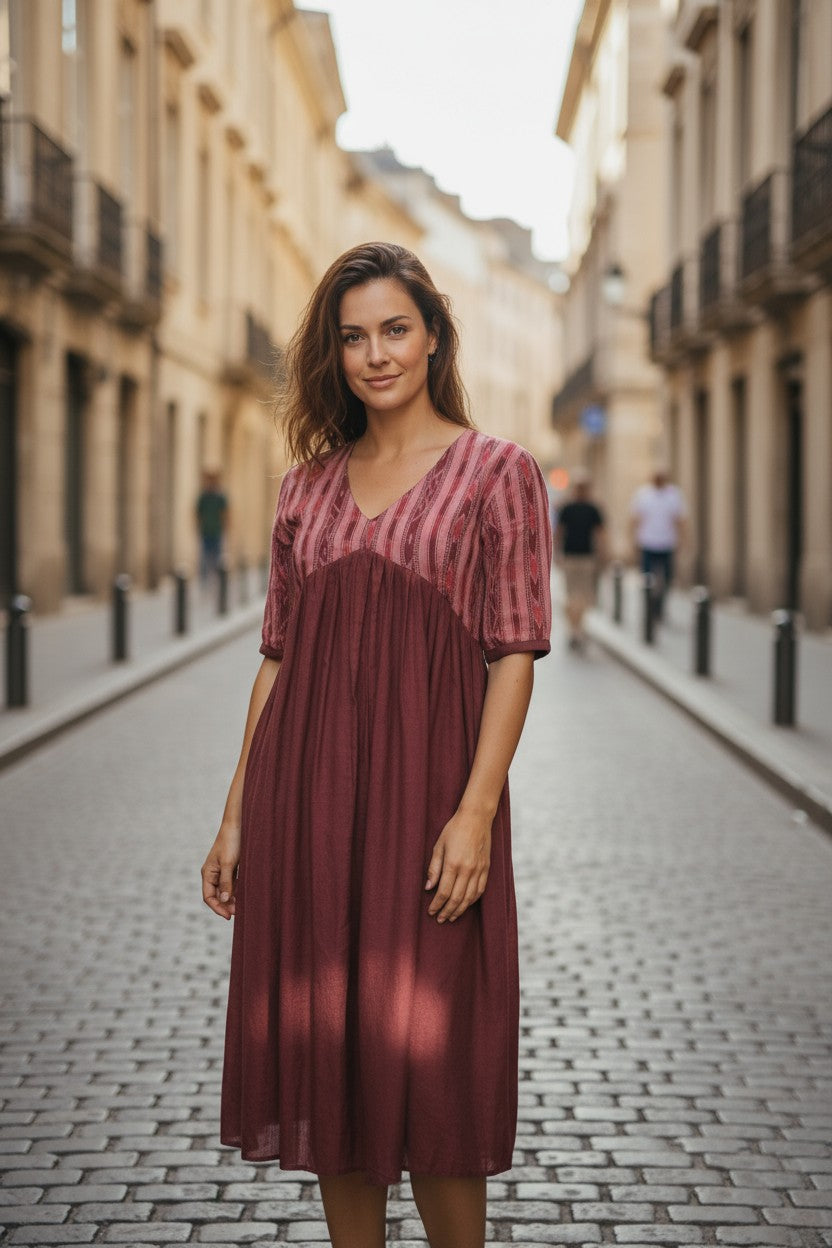 Handloom Designer Maroon Single Dress