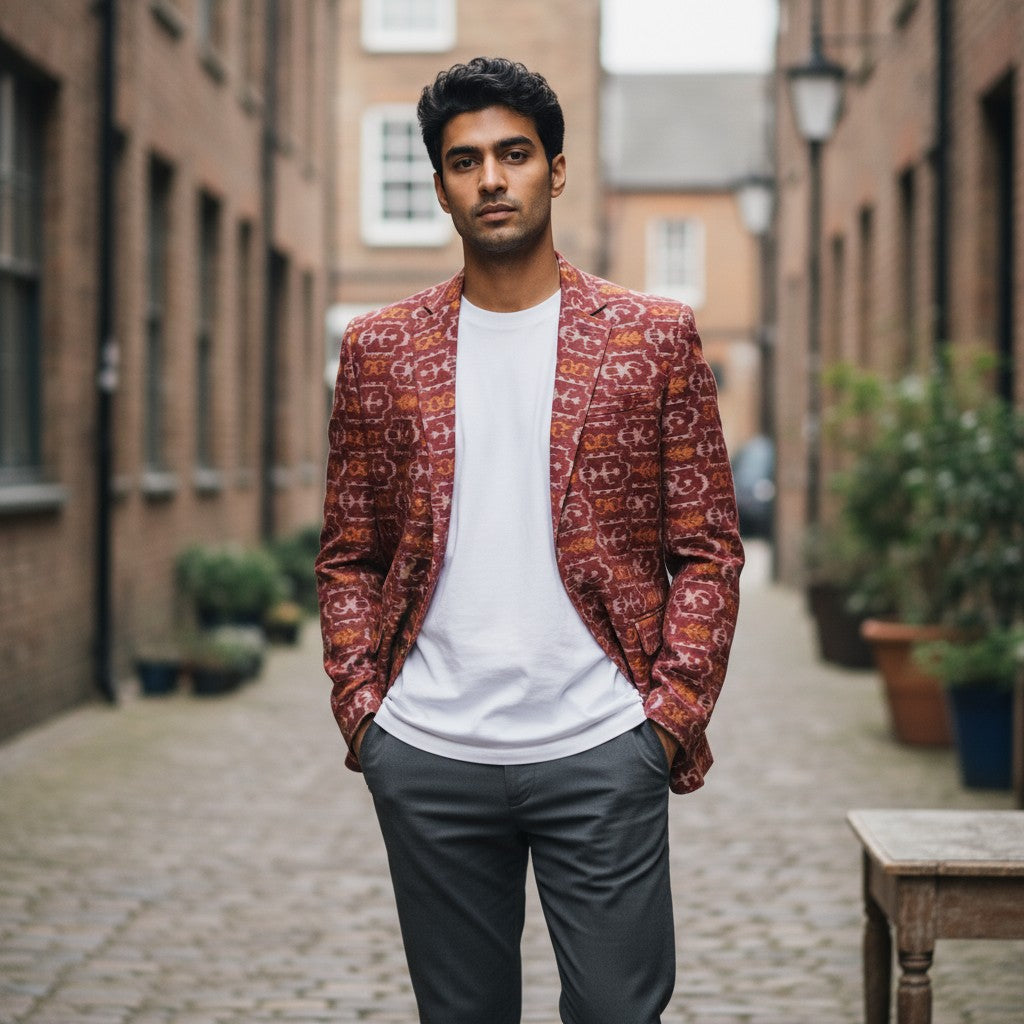 Handloom Men's Maroon Blazer