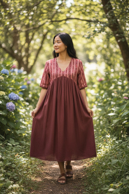 Handloom Designer Maroon Single Dress